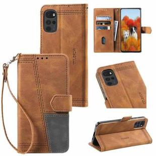 For Motorola Moto G22 Splicing Leather Phone Case(Brown)