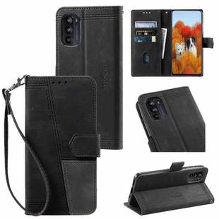 For Motorola Moto G52 Splicing Leather Phone Case(Black)