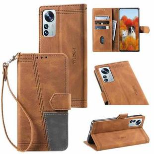For Xiaomi 12 Pro / 12S Pro Splicing Leather Phone Case(Brown)