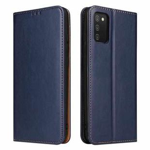 For Samsung Galaxy A02s Fierre Shann PU Genuine Leather Texture Leather Phone Case(Blue)
