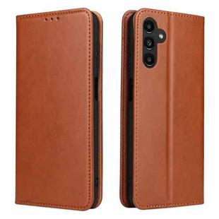 For Samsung Galaxy A13 5G Fierre Shann PU Genuine Leather Texture Leather Phone Case(Brown)