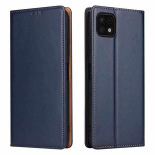 For Samsung Galaxy A22 5G Fierre Shann PU Genuine Leather Texture Leather Phone Case(Blue)