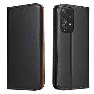 For Samsung Galaxy A53 5G Fierre Shann PU Genuine Leather Texture Leather Phone Case(Black)