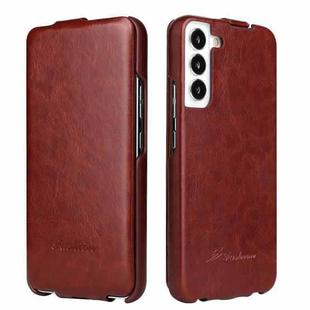 For Samsung Galaxy S22 5G Fierre Shann 64 Texture Vertical Flip PU Leather Phone Case(Brown)