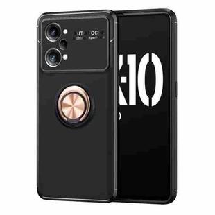 For OPPO K10 Pro Metal Ring Holder TPU Phone Case(Black+Rose Gold)