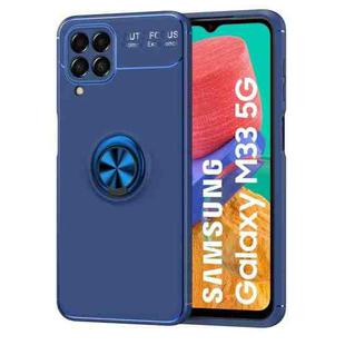 For Samsung Galaxy M33 5G India Metal Ring Holder TPU Phone Case(Blue)
