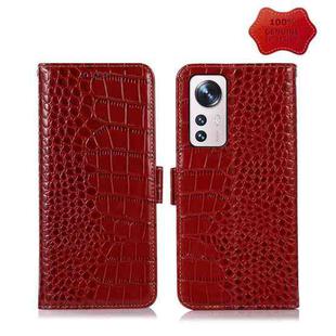 For Xiaomi 12 Lite Crocodile Top Layer Cowhide Leather Phone Case(Red)