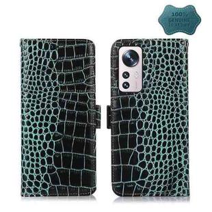 For Xiaomi 12 Lite Crocodile Top Layer Cowhide Leather Phone Case(Green)