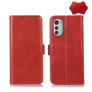 For Motorola Moto E32 4G Crazy Horse Top Layer Cowhide Leather Phone Case(Red)