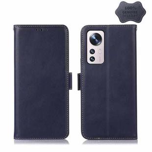 For Xiaomi 12 Lite Crazy Horse Top Layer Cowhide Leather Phone Case(Blue)