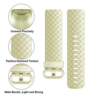 For FITBIT Charge 3 Official Pattern Metallic Watch Band(Golden)