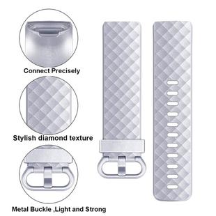 For FITBIT Charge 3 Official Pattern Metallic Watch Band(Silver)