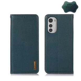 For Motorola Moto E32 4G KHAZNEH Nappa Top Layer Cowhide Leather Phone Case(Green)