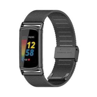 For Fitbit Charge5 Mijobs Milan Buckle Stainless Steel Metal Watch Band(Black)