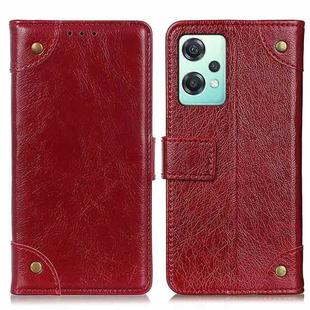 For OnePlus CE 2 Lite 5G Copper Buckle Nappa Texture Leather Phone Case(Wine Red)