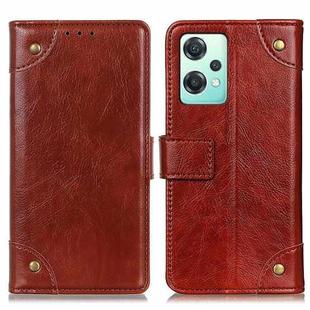For OnePlus CE 2 Lite 5G Copper Buckle Nappa Texture Leather Phone Case(Brown)
