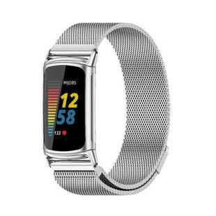 For Fitbit Charge5 Mijobs Magnetic Metal Watch Band(Silver)