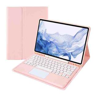 T800B-A Touch Pad Detachable Bluetooth Keyboard Leather Tablet Case For Samsung Galaxy Tab S8+/S7+/S7 FE(Pink)