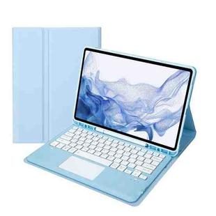 T800B-A Touch Pad Detachable Bluetooth Keyboard Leather Tablet Case For Samsung Galaxy Tab S8+/S7+/S7 FE(Sky Blue)
