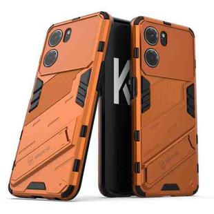 For OPPO K10 5G China Punk Armor 2 in 1 PC + TPU Shockproof Phone Case with Invisible Holder(Orange)