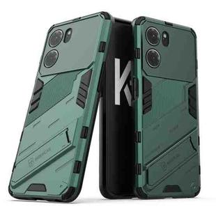 For OPPO K10 5G China Punk Armor 2 in 1 PC + TPU Shockproof Phone Case with Invisible Holder(Green)