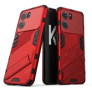 For OPPO K10 5G China Punk Armor 2 in 1 PC + TPU Shockproof Phone Case with Invisible Holder(Red)