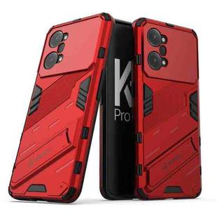 For OPPO K10 Pro 5G China Punk Armor 2 in 1 PC + TPU Shockproof Phone Case with Invisible Holder(Red)