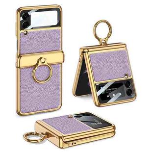 For Samsung Galaxy Z Flip3 5G GKK Integrated Plating + Leather Flip Phone Case(Dream Purple)