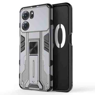 For OPPO K10 5G Supersonic PC + TPU Shock-proof Protective Phone Case with Holder(Grey)