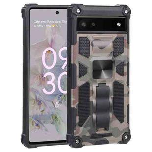 For Google Pixel 6a Camouflage Armor TPU + PC Magnetic Holder Phone Case(Army Green)