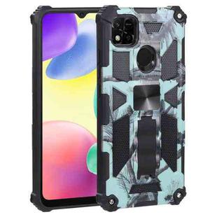 For Xiaomi Redmi 10A Camouflage Armor TPU + PC Magnetic Holder Phone Case(Mint Green)