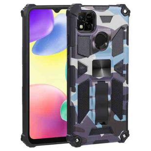 For Xiaomi Redmi 10A Camouflage Armor TPU + PC Magnetic Holder Phone Case(Light Blue)