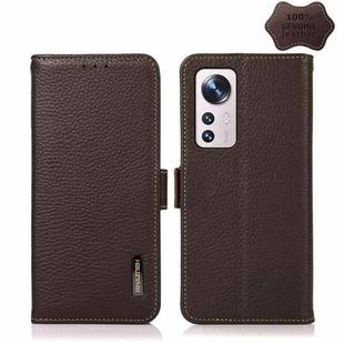 For Xiaomi 12 Lite KHAZNEH Side-Magnetic Litchi Genuine Leather RFID Phone Case(Brown)