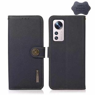 For Xiaomi 12 Lite KHAZNEH Custer Genuine Leather RFID Phone Case(Blue)