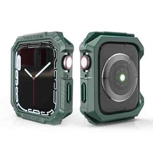 Carbon Fiber Contrast Color Protective Case For Apple Watch Series 9 / 8 / 7 45mm(Green)