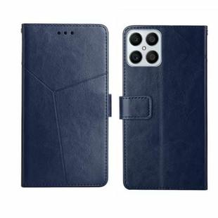 For Honor X8 Y Stitching Horizontal Flip Leather Phone Case(Blue)