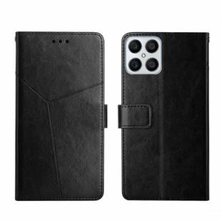 For Honor X8 Y Stitching Horizontal Flip Leather Phone Case(Black)
