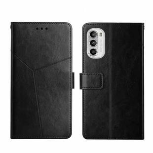 For Motorola Moto G82 Y Stitching Horizontal Flip Leather Phone Case(Black)