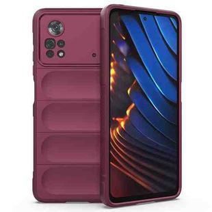 For Xiaomi Poco X4 Pro 5G Magic Shield TPU + Flannel Phone Case(Wine Red)