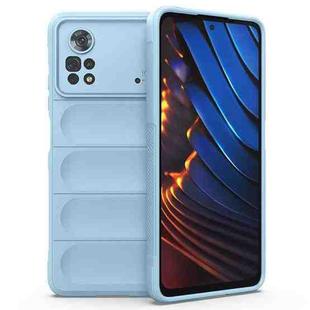 For Xiaomi Poco X4 Pro 5G Magic Shield TPU + Flannel Phone Case(Light Blue)