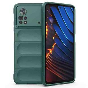For Xiaomi Poco X4 Pro 5G Magic Shield TPU + Flannel Phone Case(Dark Green)