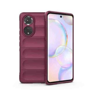 For Huawei Nova 9/Honor 50 Magic Shield TPU + Flannel Phone Case(Wine Red)