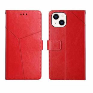 For iPhone 14 Y Stitching Horizontal Flip Leather Phone Case (Red)