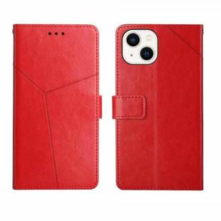 For iPhone 14 Plus Y Stitching Horizontal Flip Leather Phone Case  (Red)