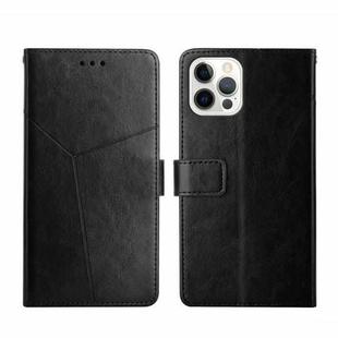 For iPhone 14 Pro Y Stitching Horizontal Flip Leather Phone Case (Black)