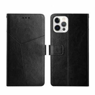 For iPhone 14 Pro Max Y Stitching Horizontal Flip Leather Phone Case (Black)