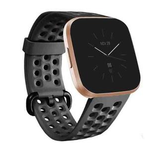 For FITBIT Versa 2 Breathable Silicone Watch Band, Size: Large(Black)