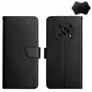 For Honor Magic4 Lite 5G Genuine Leather Fingerprint-proof Horizontal Flip Phone Case(Black)