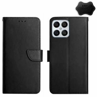 For Honor X8 Genuine Leather Fingerprint-proof Horizontal Flip Phone Case(Black)