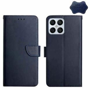 For Honor X8 Genuine Leather Fingerprint-proof Horizontal Flip Phone Case(Blue)